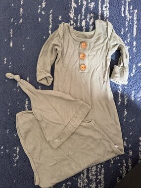 Caden Lane Sage Green Knit One-Piece with Hood and Wooden Buttons